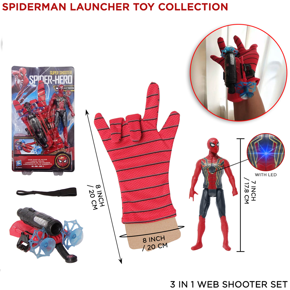 Spiderman Super Glove Launcher/Web Shooter With Spiderman & Spider Man Watch For Kids Best Quality-2026