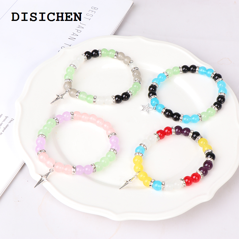 DISICHEN Portable 2Pcs/Set Gothic Spider Animal Beaded Bracelet Creative Heart Magnetic Matching Couple Bracelets For Women Men Y2K Jewelry