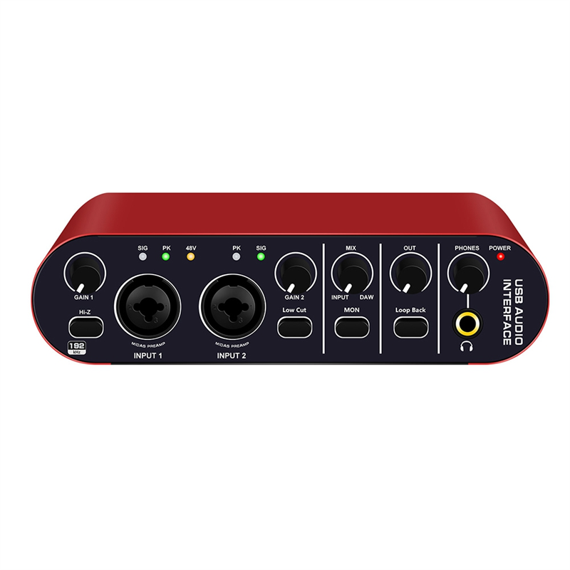 Sojhoop Professional 24Bit 192KHz Audio Interface 2 Input Sound Card for Electric Guitar External Studio PC Recording Tuner