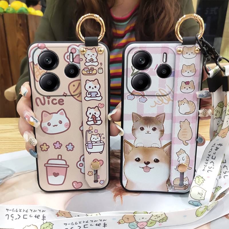 Cute Phone Holder Phone Case For Redmi Note14 5G Global Lanyard protective Kickstand Silicone Waterproof Fashion Design