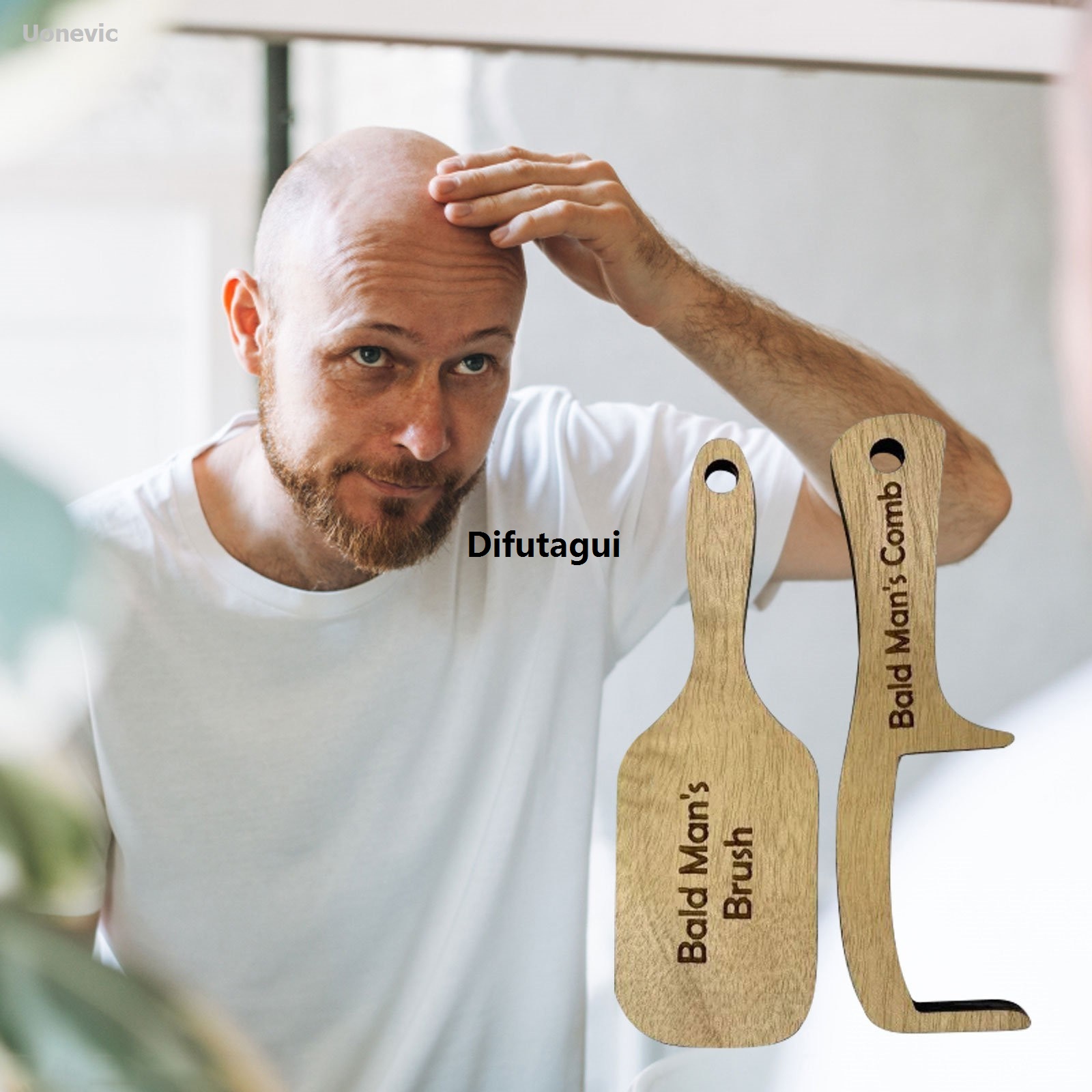 Difutagui Interesting new grooming tool for bald men, featuring a bald head comb High High Quality Quality and brush with a buffer head for polishing, perfect as a prank gift.