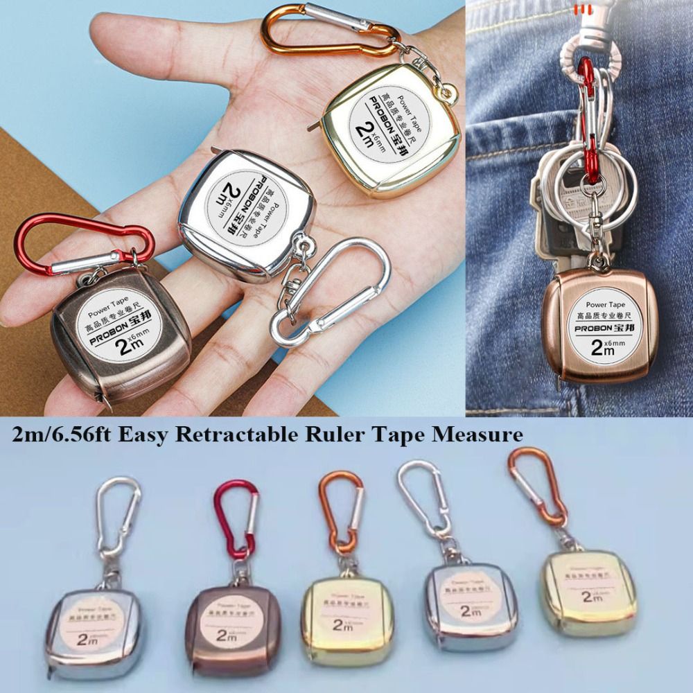New Hot Easy Retractable Ruler 2m/6.56ft Mini Ruler Tape 6 Colors Portable Steel Tape Measure Tool