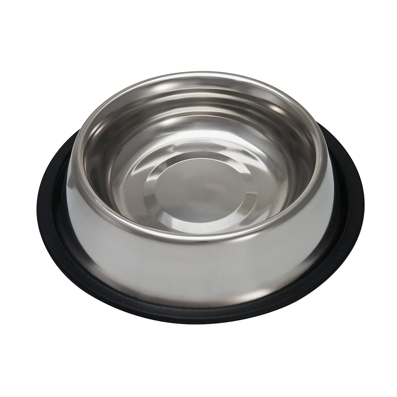 25cm Base Stainless Steel Pet Feeding Bowl with Rubber Base For Cats And Dogs By Crown Aquatics