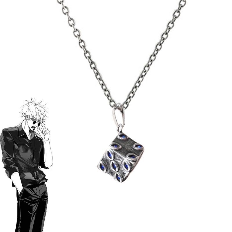 【DATA FROG Global MALL】(New) anime jujutsu Kaisen necklace Gojo Satoru eye ryomen Sukuna rings pendant metal jewelry Halloween cosplay accessory gifts