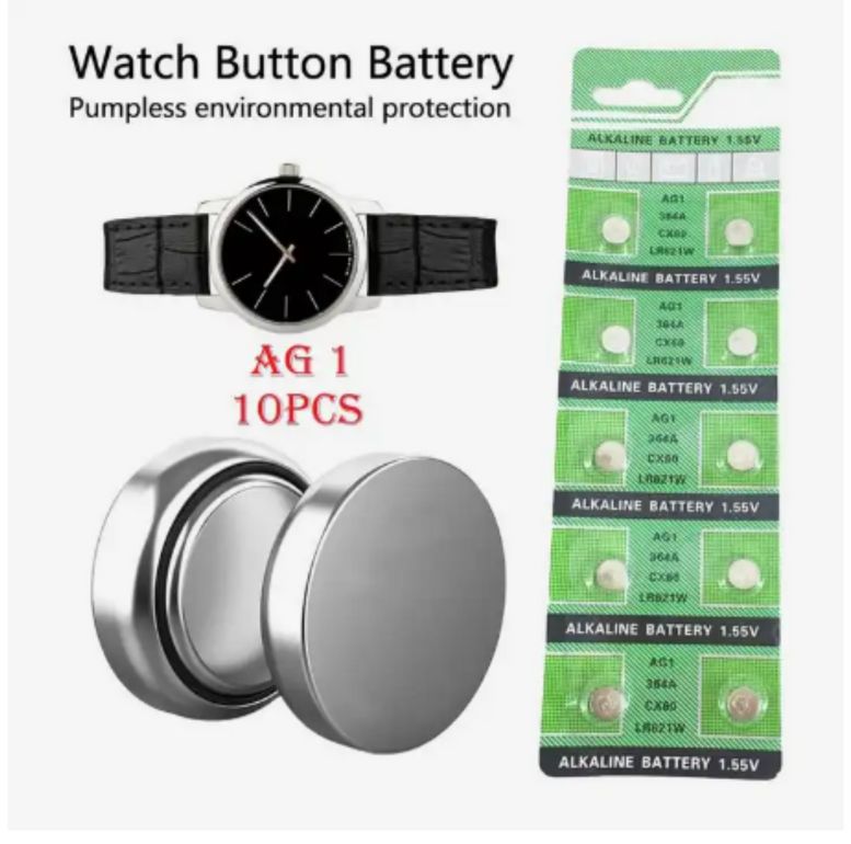 Pack Of 10 Tianqiu Watch Battery AG1, LR621,364, SR621Sw, LR621H, 364A, LR60, 164, 164A, SR621, SR621SW