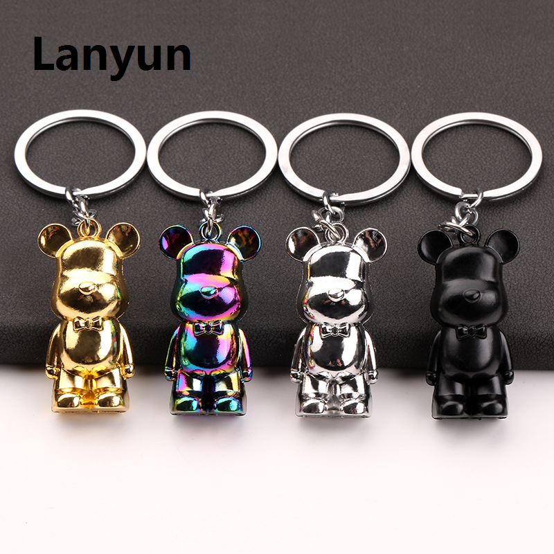 Lanyun New Creative Zinc Alloy Violent Bear Keychains Exquisite Cute Car Luxury Key Ornaments Bag Pendant Cartoon Key Chains Gift wholesale