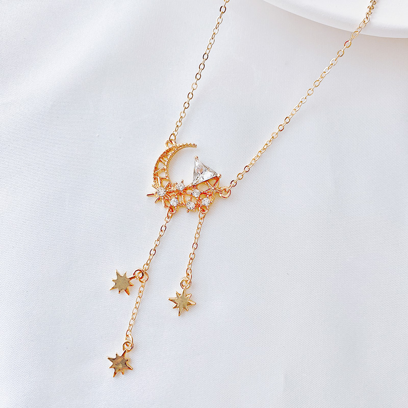【Pocket king VOX】Sansummer 2020 New Hot Fashion Golden Moon Star Girl Gift Boho Personality Charm Elegant Shiny Tassel Necklace For Wo Jewelry