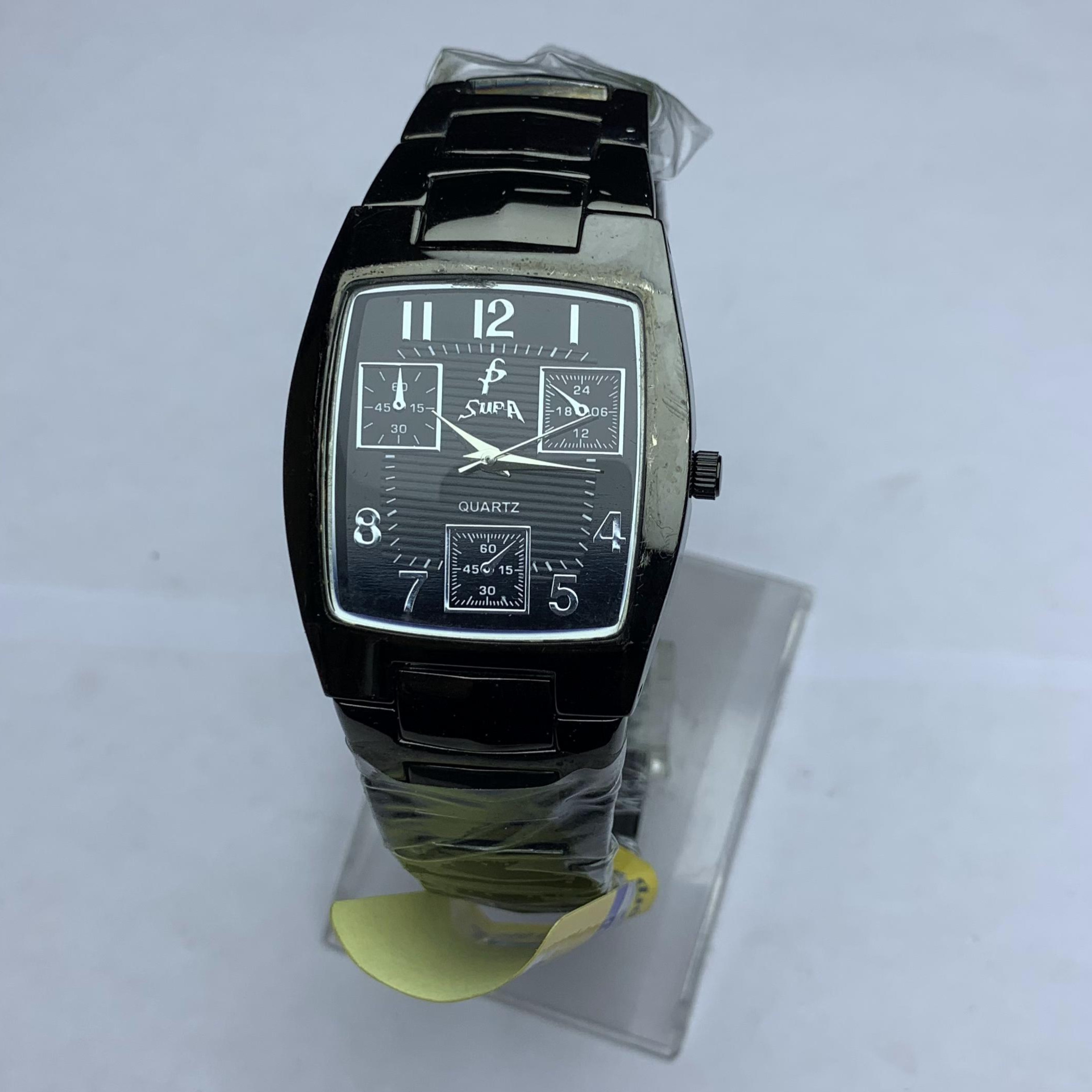 New Attractive Design Square Black Stone Corved Dial Stainless Steel Black Chain Fashionable Waterproof Watch For Men - Sold By Time Plaza