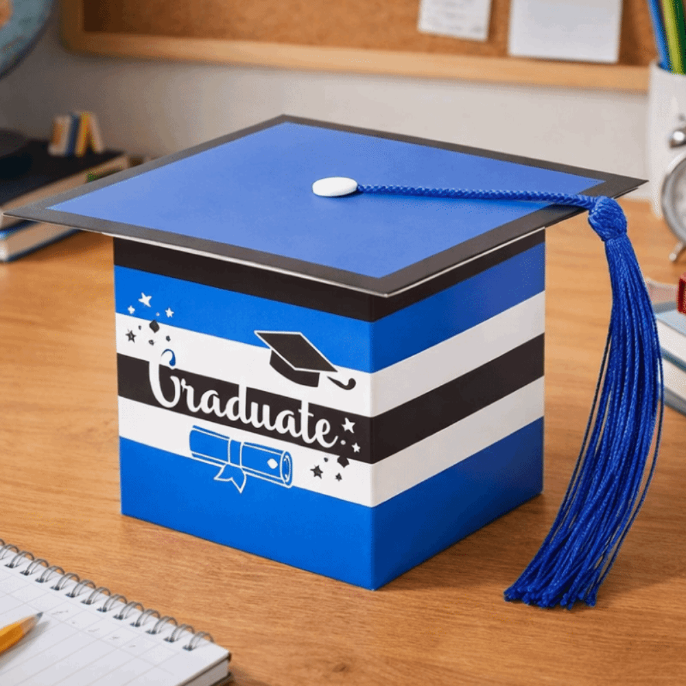 12Pcs Thank You Gift Creative Graduation Candy Bags Portable Colorful Doctoral Hat Candy Boxes Paper with Tassels Graduation Paper Candy Box Keepsakes Wrapping