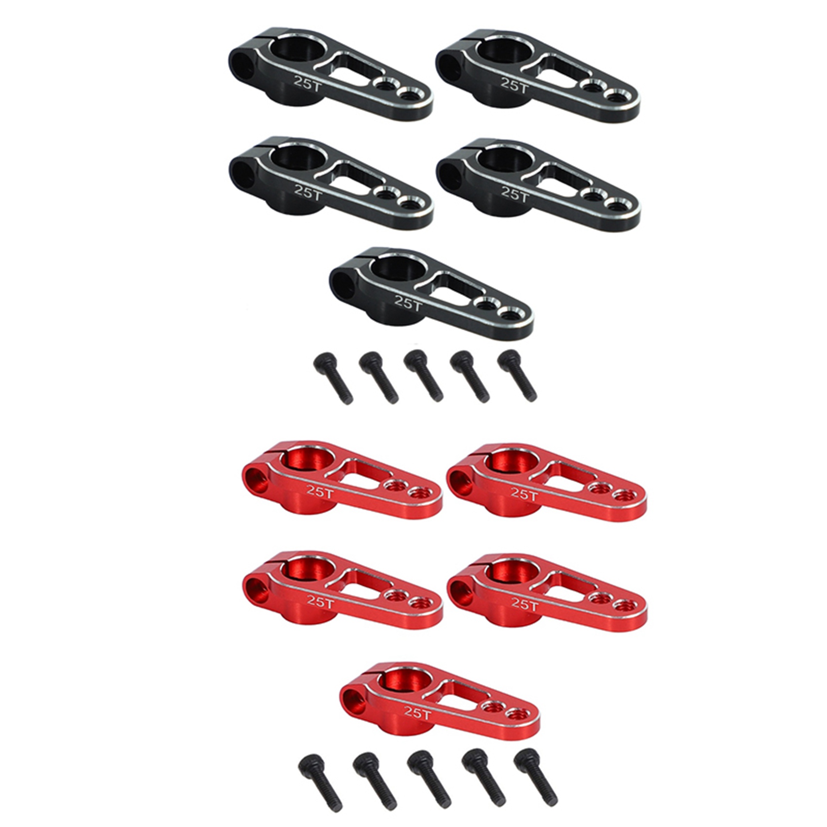 NAMUNY 10PCS Aluminum Alloy 31mm 25T Steering Servo Arm Horn for Futaba D4 1/10 RC Drift Car Crawler Parts,Black & Red
