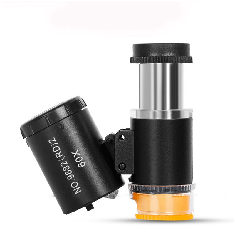 1 Piece Portable Mini Pocket 60X Microscope UV Light Currency Detector Jeweler Magnifier
