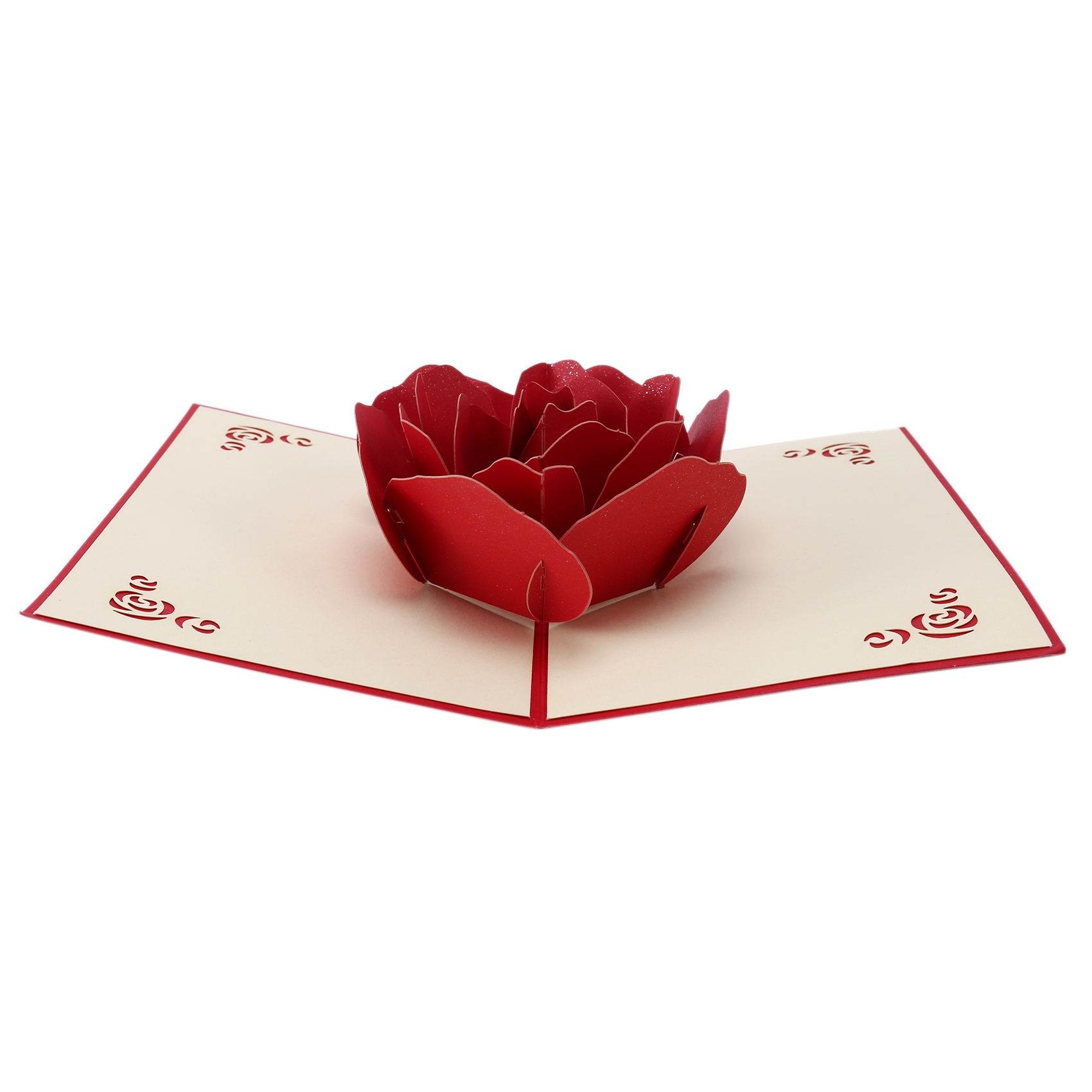 3D up Rose Thank You Greeting Postcards Flower Handmade Blank Vintage Paper Happy Birthday Love Gift Card