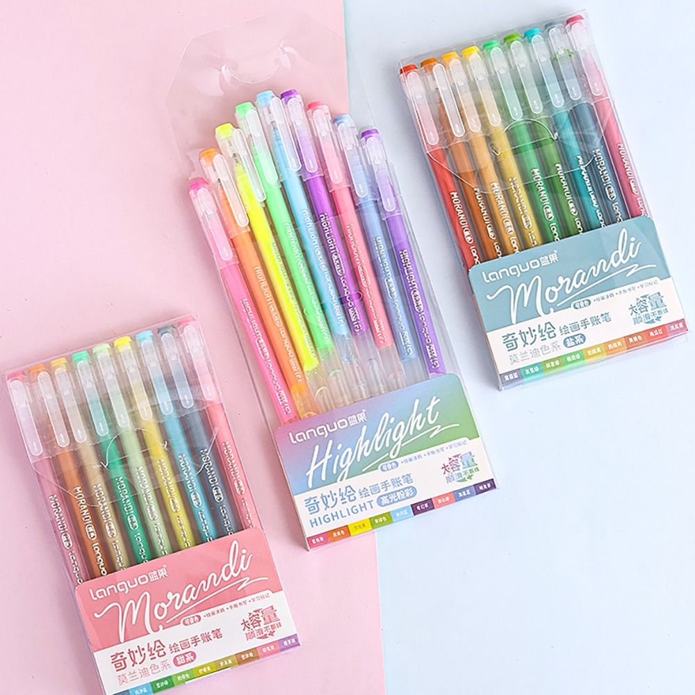 9Colors/Set Creative Quick Drying Hand Accounting Pen Set Multi-color Large-capacity Color Gel Pen Writing Tools Highlighter School Office
