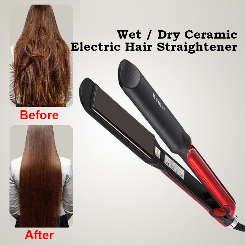 Kemei Professional Km-531 Hair Straightener Rebonding & Curler Perm Curl Waves Styling Heating Flat Iron