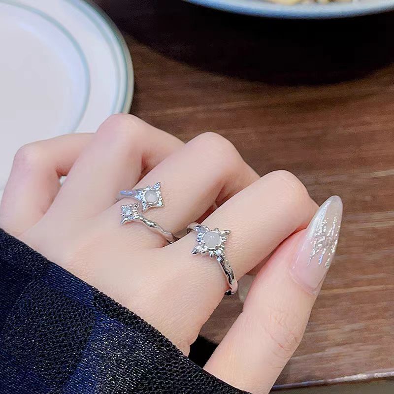 【Recently popular】Liquid Irregular Star Mans Moonstone Cold Wind Open Ring for Women High-end Sense Niche Light Luxury Elegant Fashion Tide