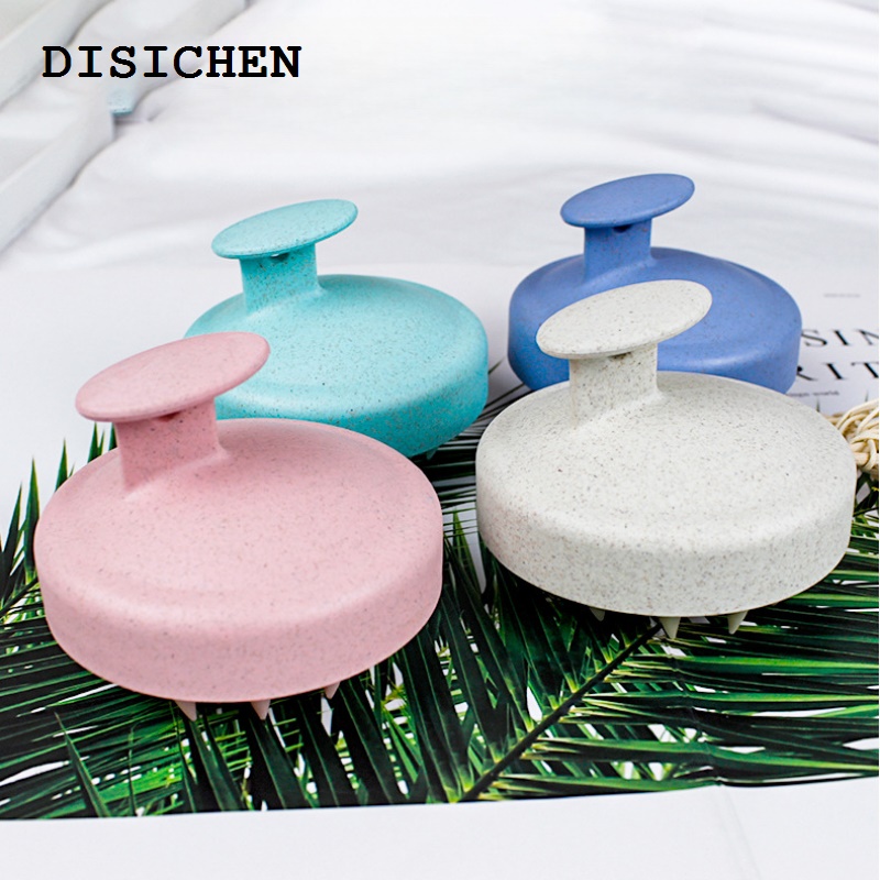 DISICHEN Affordable Silicone Shampoo Brush Head Scalp Massage Wheat Straw Comb Hair Washing Comb Body Massage Brush Bath Showers Brushes Salon Tools