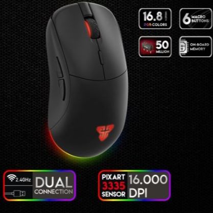 HELIOS XD3 Premium Wireless Wired Mouse Pixart 3335 Built in Battery Wired-BLACK