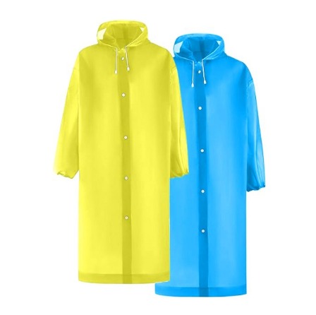 EVA Raincoat Waterproof Hooded Transparent Rain Coat Lightweight Reusable Outdoor Poncho