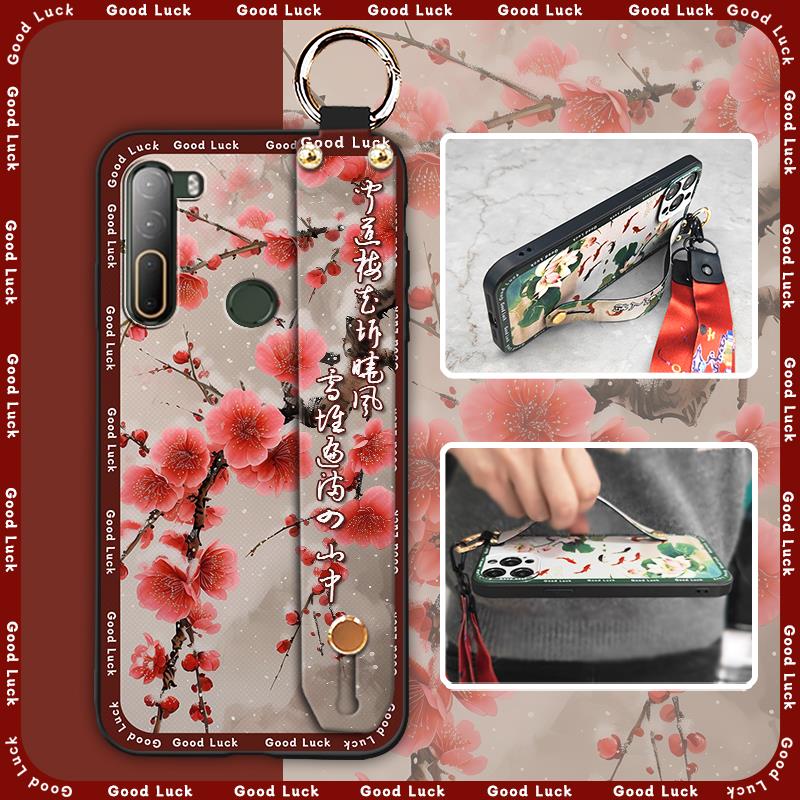 Wrist Strap old lady Phone Case For Tecno Spark30 4G/KL6 Lanyard Silicone fashion Shockproof ring Durable Anti-dust