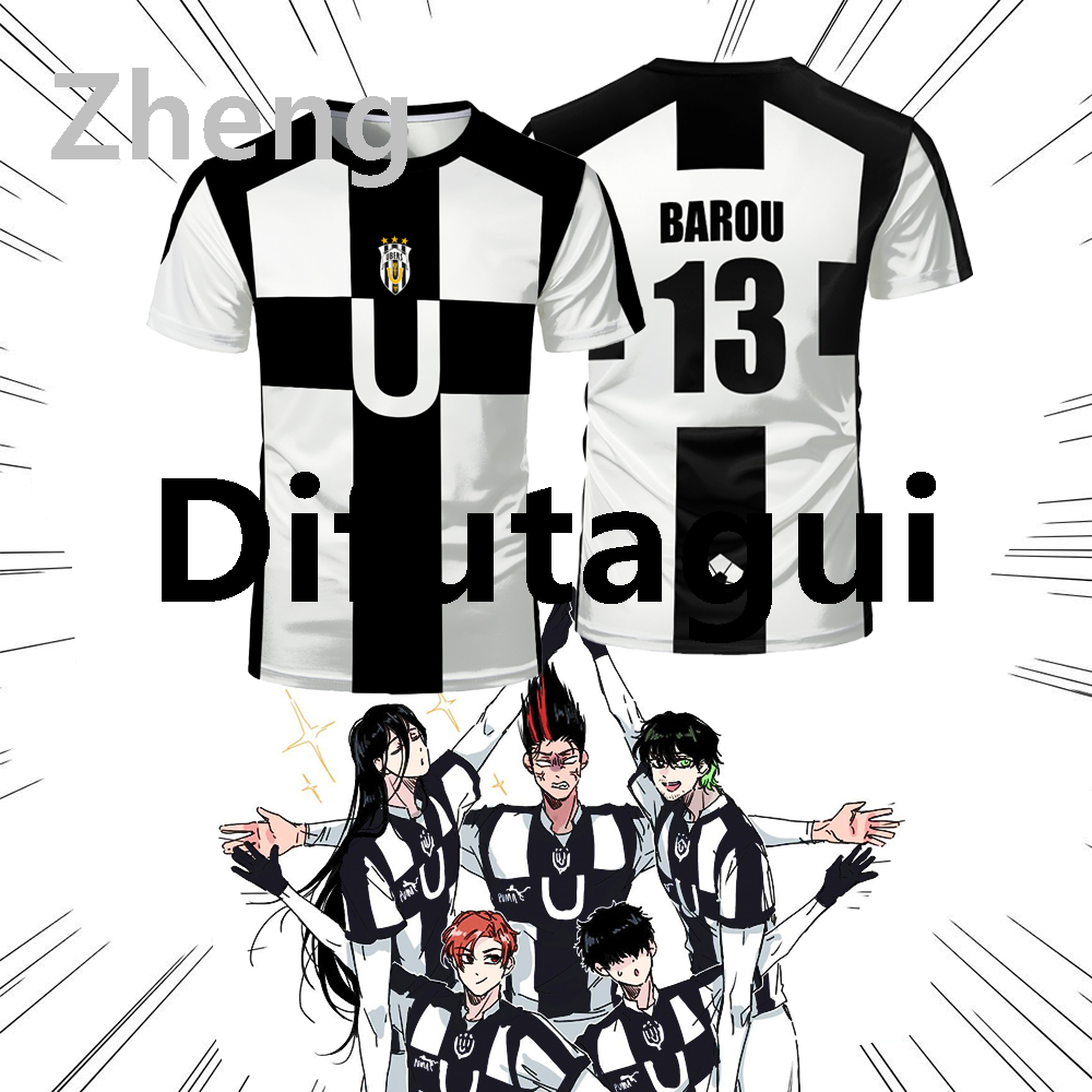 Difutagui Zheng High Quality 2024 Five Person Pattern Vl Replika Anime Uber Blue New style Lock Full Print Men Tshirt Cosplay Football Jersey Futsal Pattern Tee