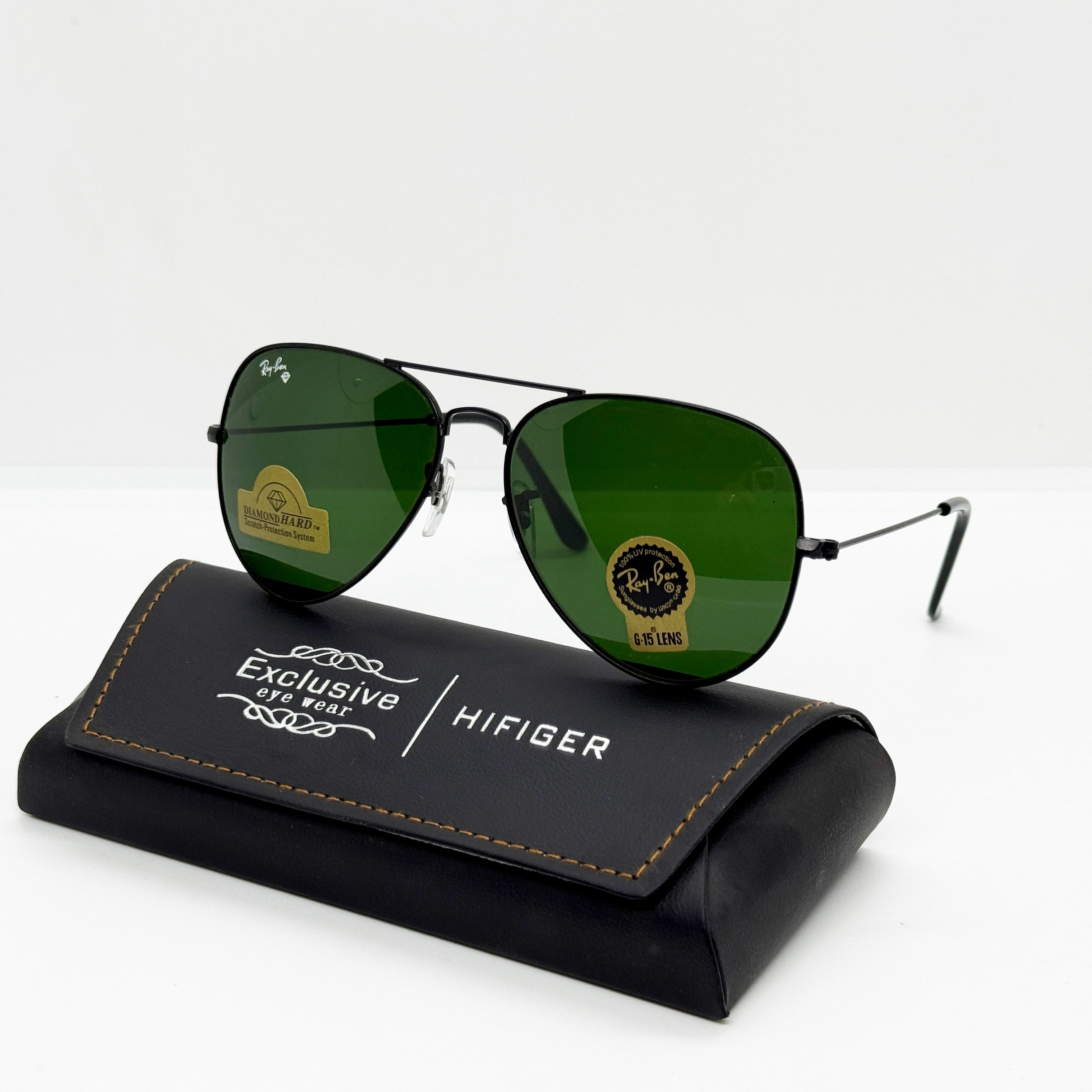 New Ray-Ban Aviator Men Sunglasses G-15 green Lens Classic Black Frame