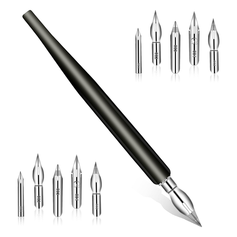 Spreeshop 11-Piece Comic Pen Nib Set, with 10-Piece Stainless Steel Pen Replacement Nibs for Writing, Drawing, Signing, Sketching