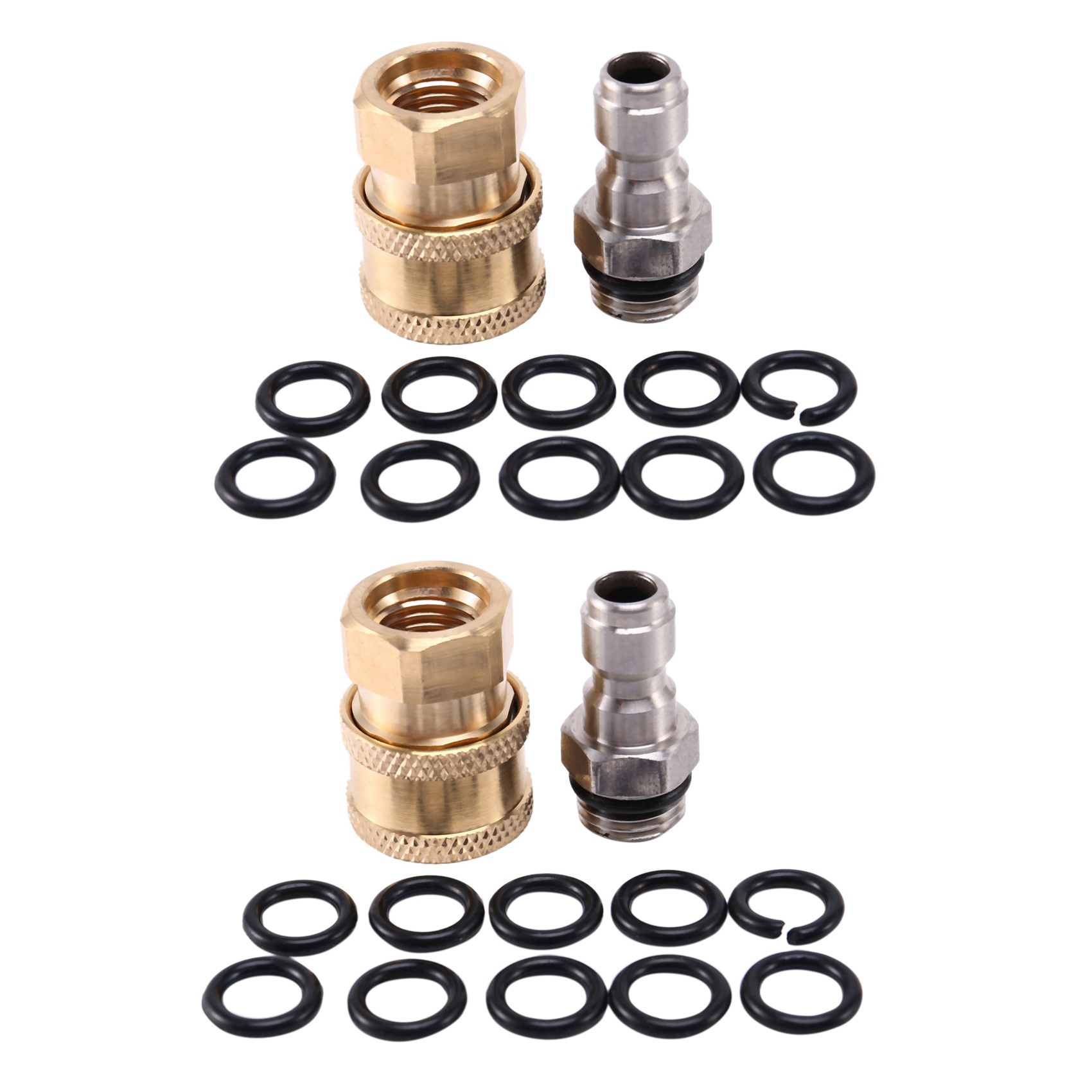 fasdaga 2X Pressure Washer Adapter Set,1/4 Inch Quick Disconnect Kit with 20 Pack O-Ring.5000 Psi