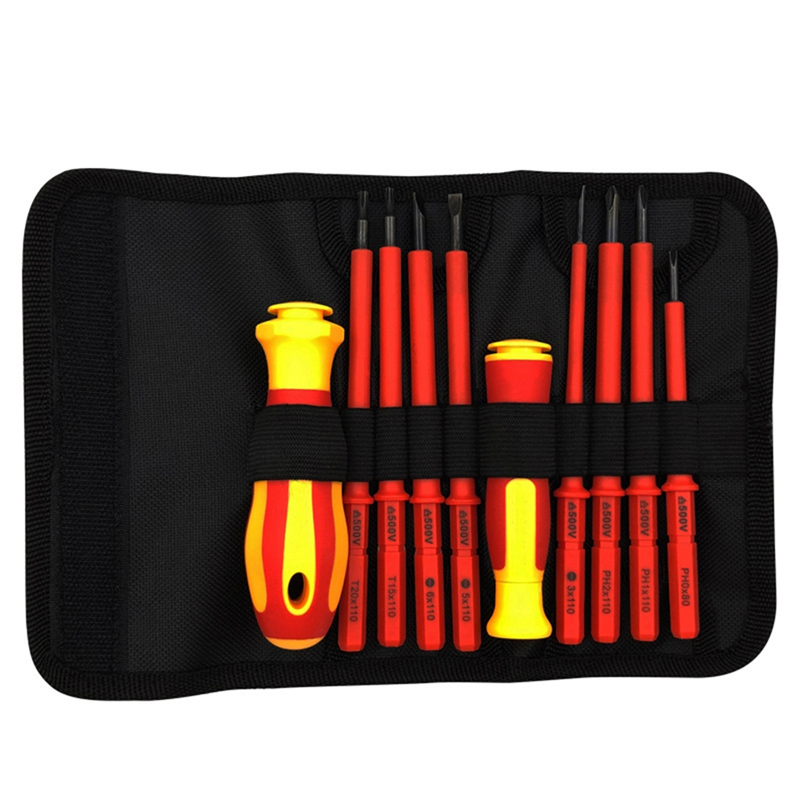 Insulated Screwdriver Set, Plums Blossom , Flat Head, Bag, Home Maintenance Electrician Anti-Electric Screws