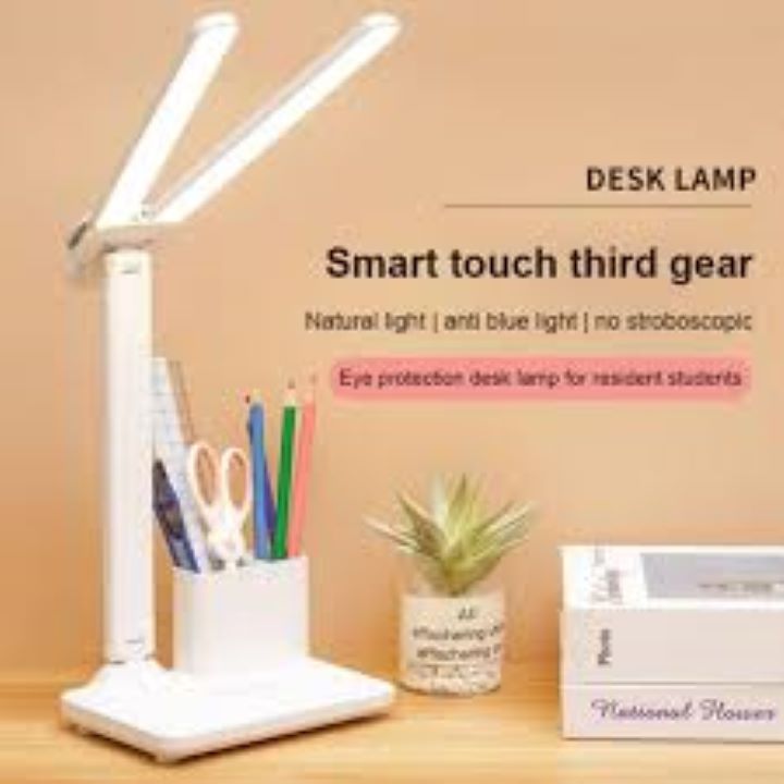 USB Rechargeable Double Head Table Lamp With Dimmable LED