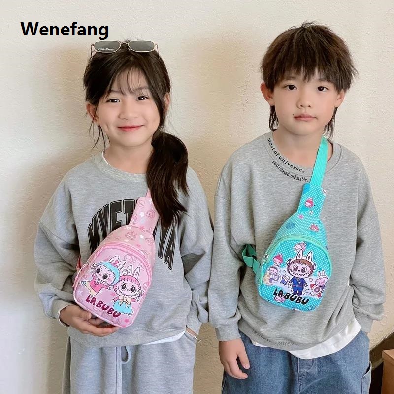 Wenefang 2024 new labubu POPMART LABUBU Children bag chest bag cartoon girl High Quality accessories bag trendy new one shoulder crossbody bag gifts