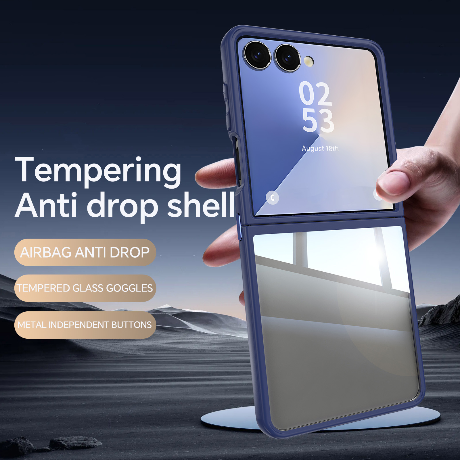 HODON Slim Rugged Shockproof Phone Case for Samsung Galaxy Z Flip 7 Transparent Armor TPU+PC Protective Cover