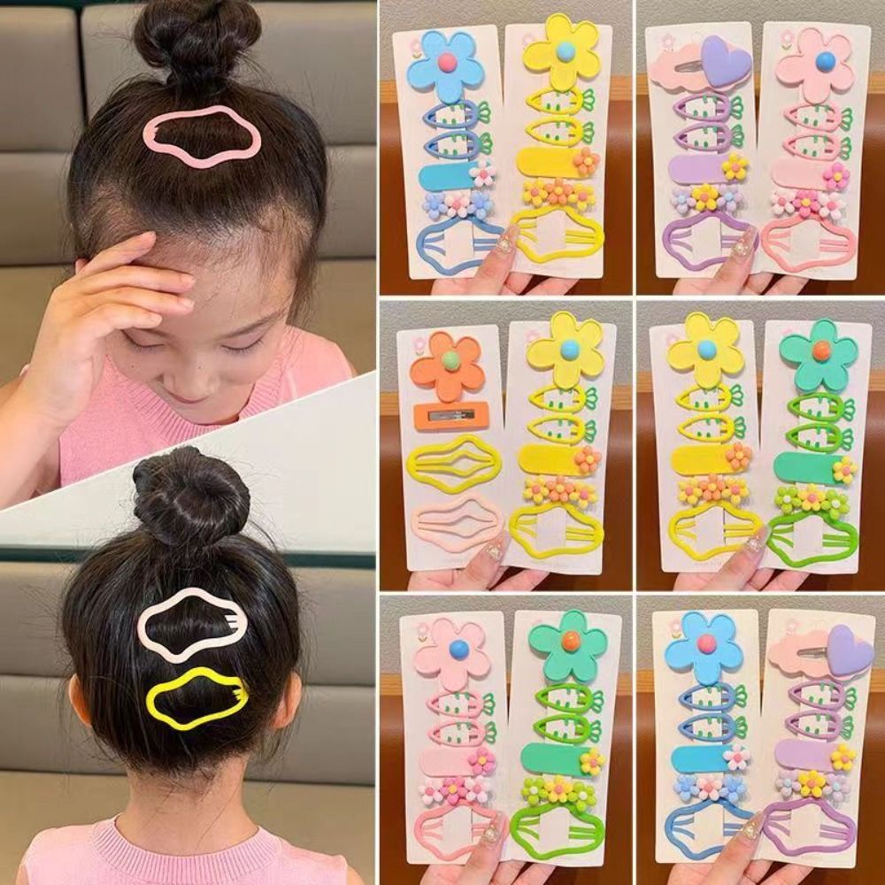6pcs/set New Colorful Hair Clips Flower Carrot Gift Side Hairpin Cute Bangs Clip for Kids