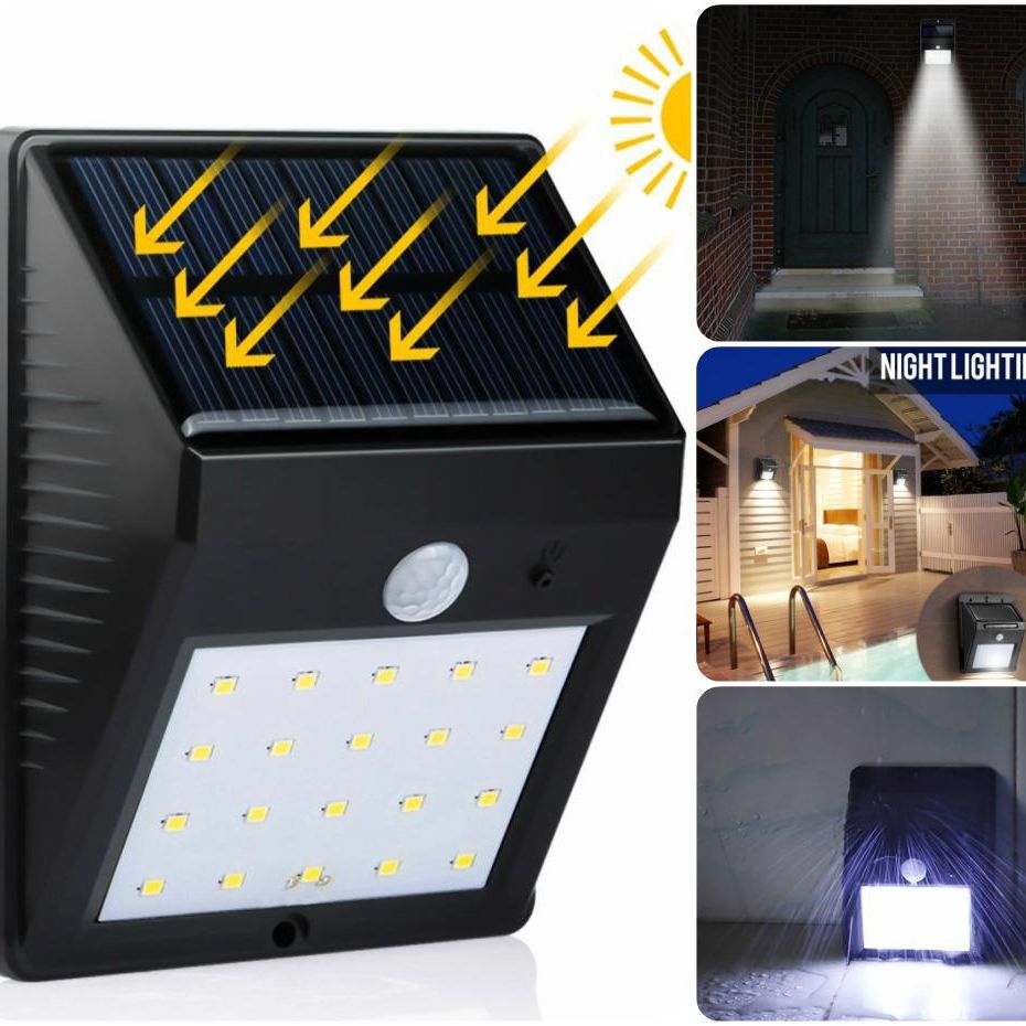 Waterproof Sensor Solar Wall Night Light For Garden And Outdoor Wireless Security Lamp Cds Night Sensor Abs Plastic (Black