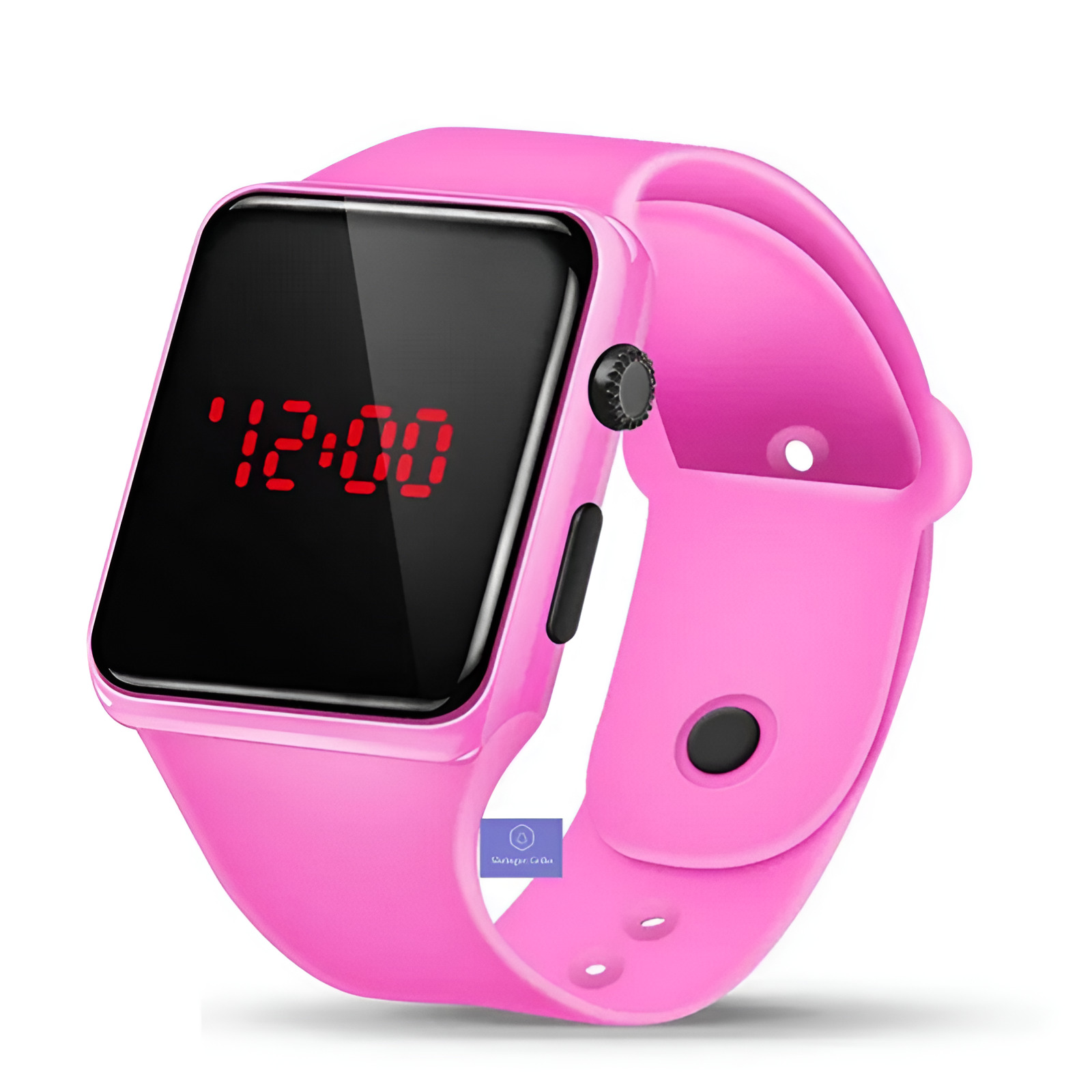 New Design Pink Placstic Strap Led Black Dial Sports Watch For Kids