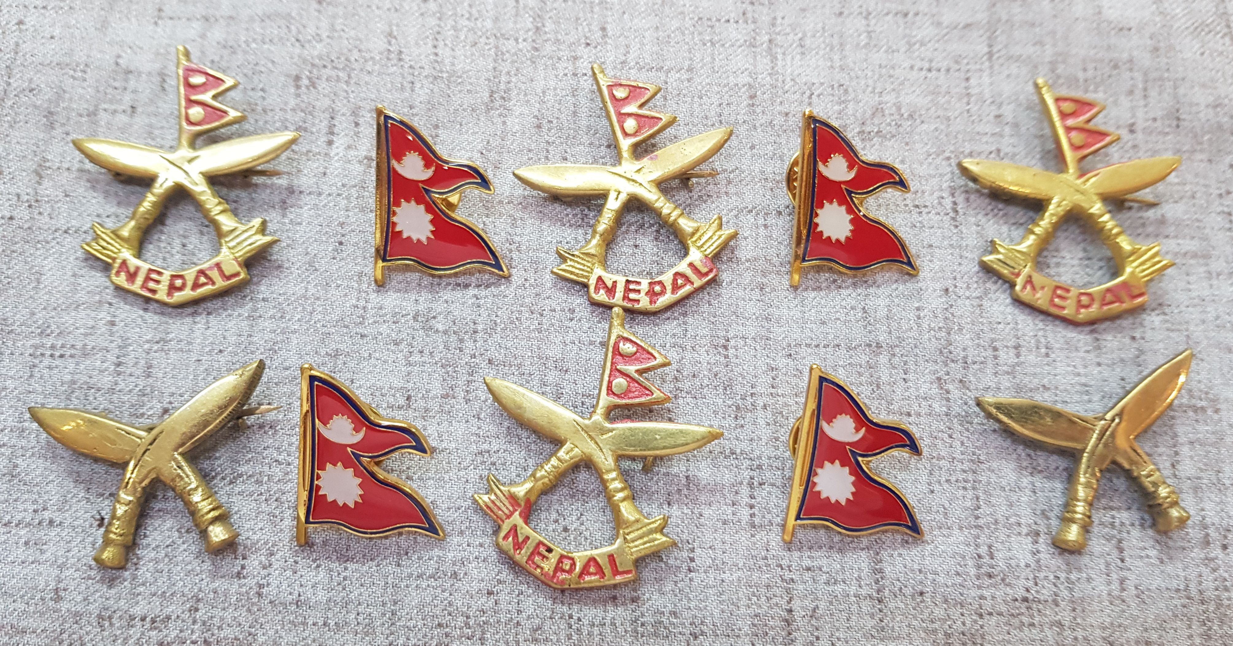 Nepali Khukuri Cross Nepal National Flag Lapel Pin For Coat, Jacket and Topi || Nepal Cross Khukuri And National Flag Coat and Topi Batch