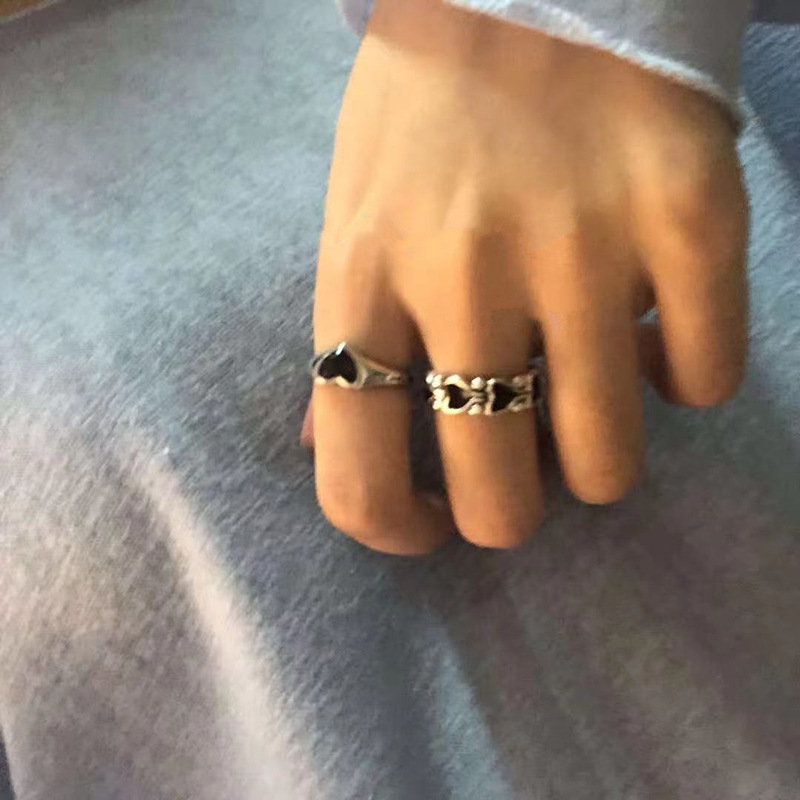 【Hottest Trends】Retro Diablo Girl's Love Open Ring Women's 2021 New Korean Style Student Simple Adjustable Ring Trendy