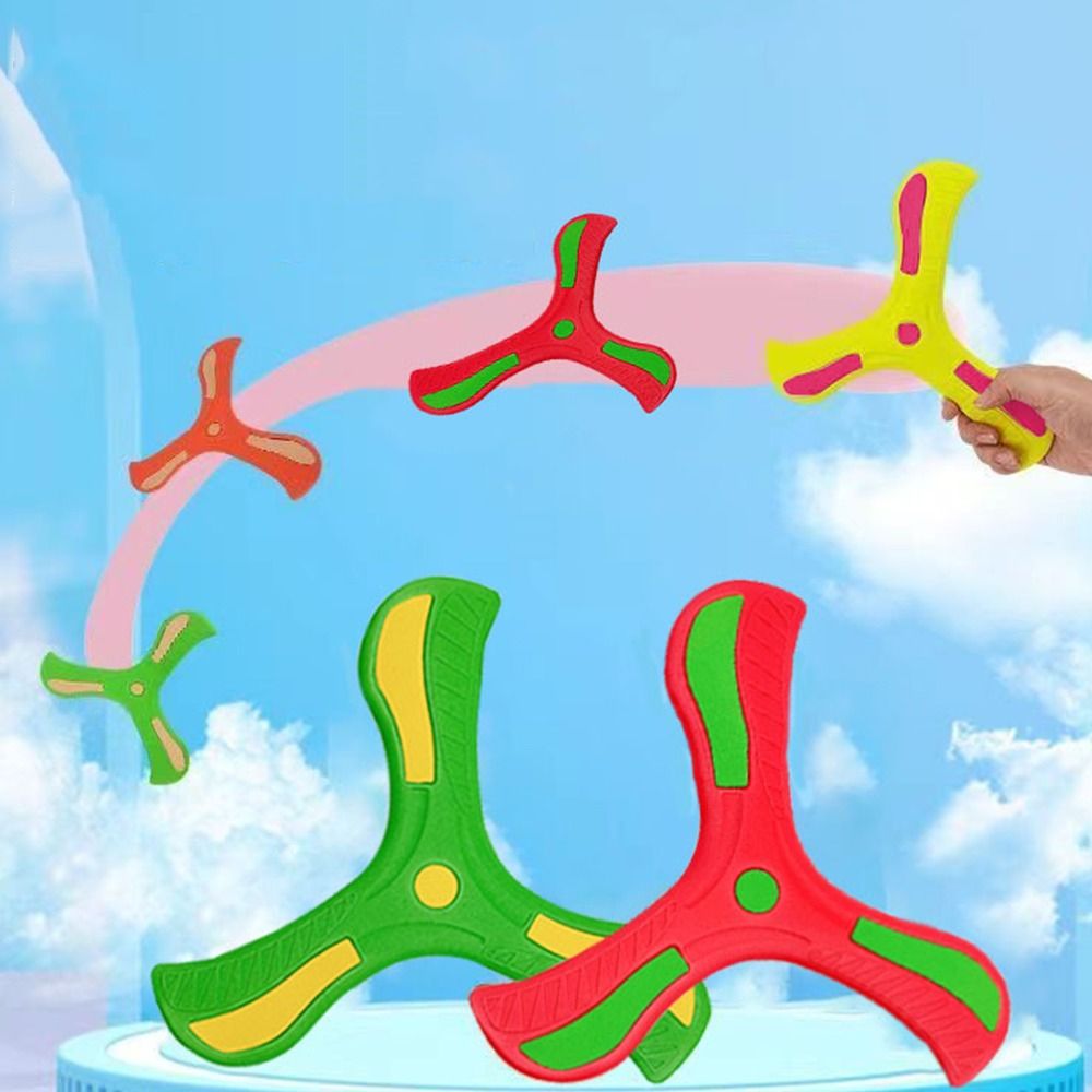 Portable Soft EVA Luminous Boomerang Interactive 360 Degrees Returning Spinner Three-leaf Cross Flying Disc Flying Rocket Toy Competitive Toy