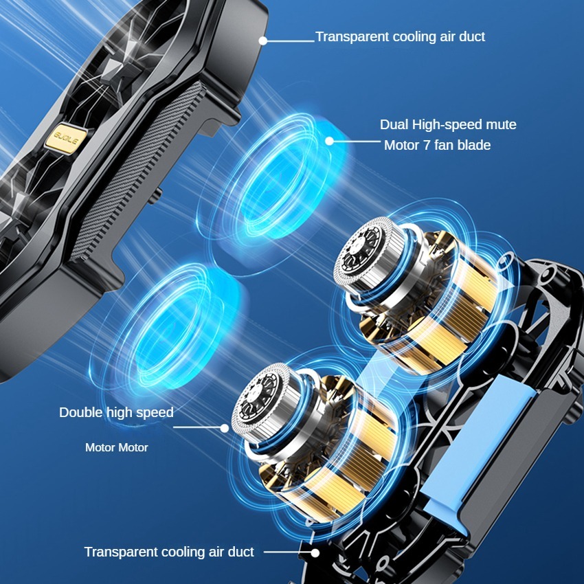Dual Fan 600mah Rechargeable Mobile Phone Radiator Large Air Volume Back Clamped Mobile Phone Cooling Fan B