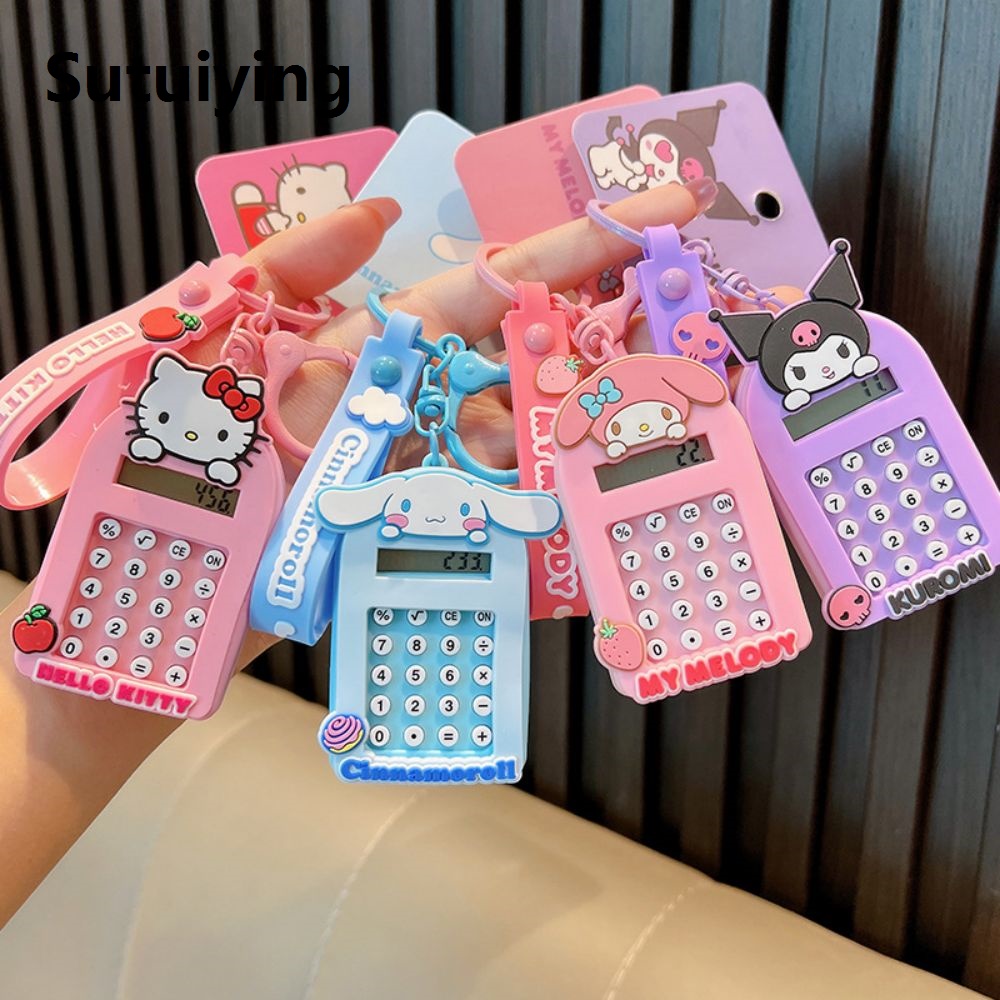 Sutuiying Sanrio Key Chain Pendant Kawaii Kuromi Hello Kitty Cinnamoroll Maze Multifunction Game Calculator Accessories Bag Ornament Gift