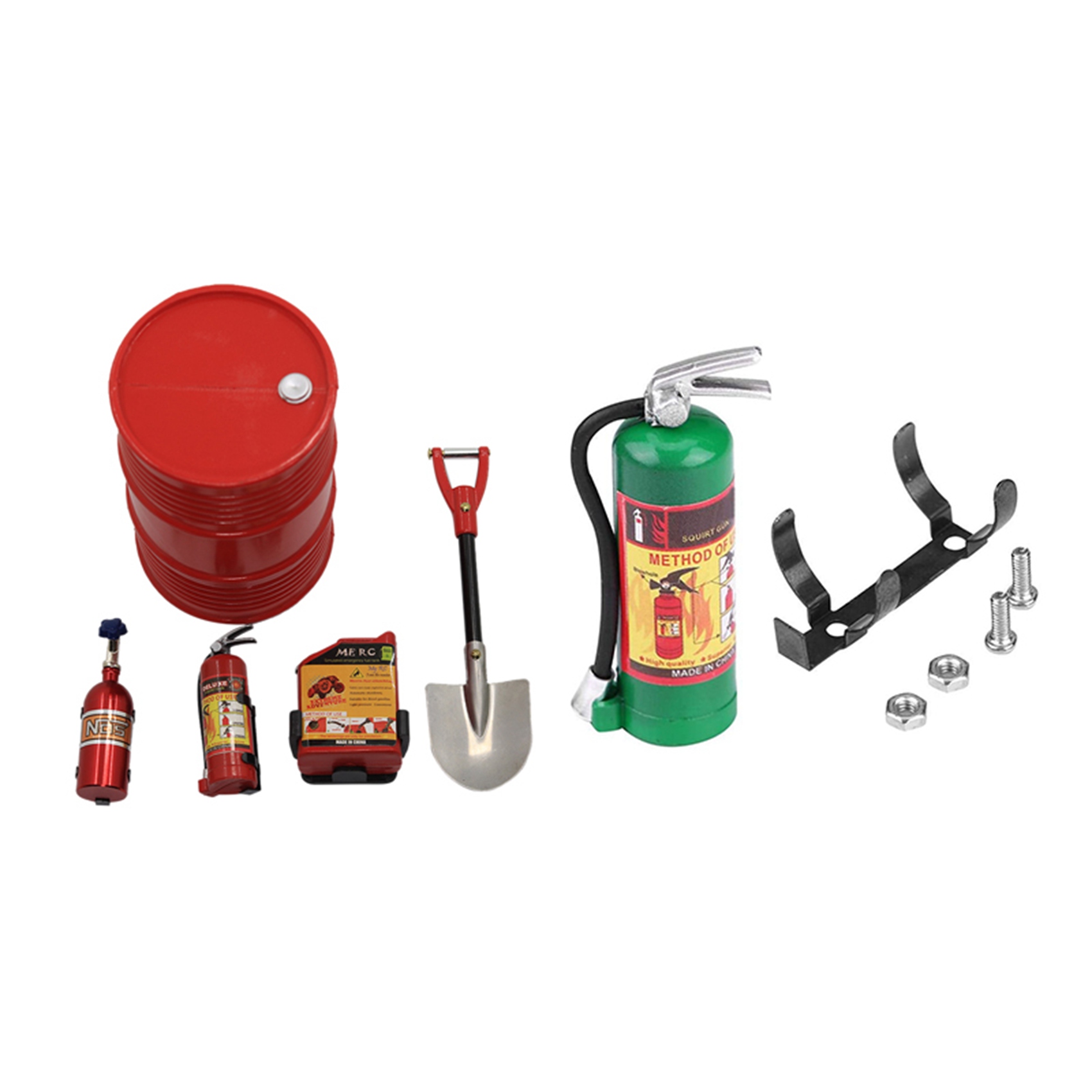 NAMUNY 2 Set RC Car Part: 1 Set Oil Drum+Fuel Tank+Nitrogen Bottle++Shovel Set & 1 Set Mini
