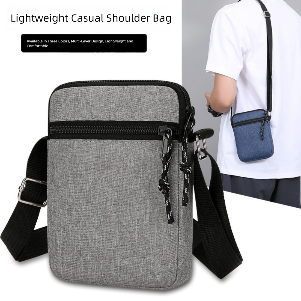 Casual Oxford Cloth Shoulder Bag Adjustable Multiple Compartments Crossbody Bag Solid Color Mobile Phone Bag for Men