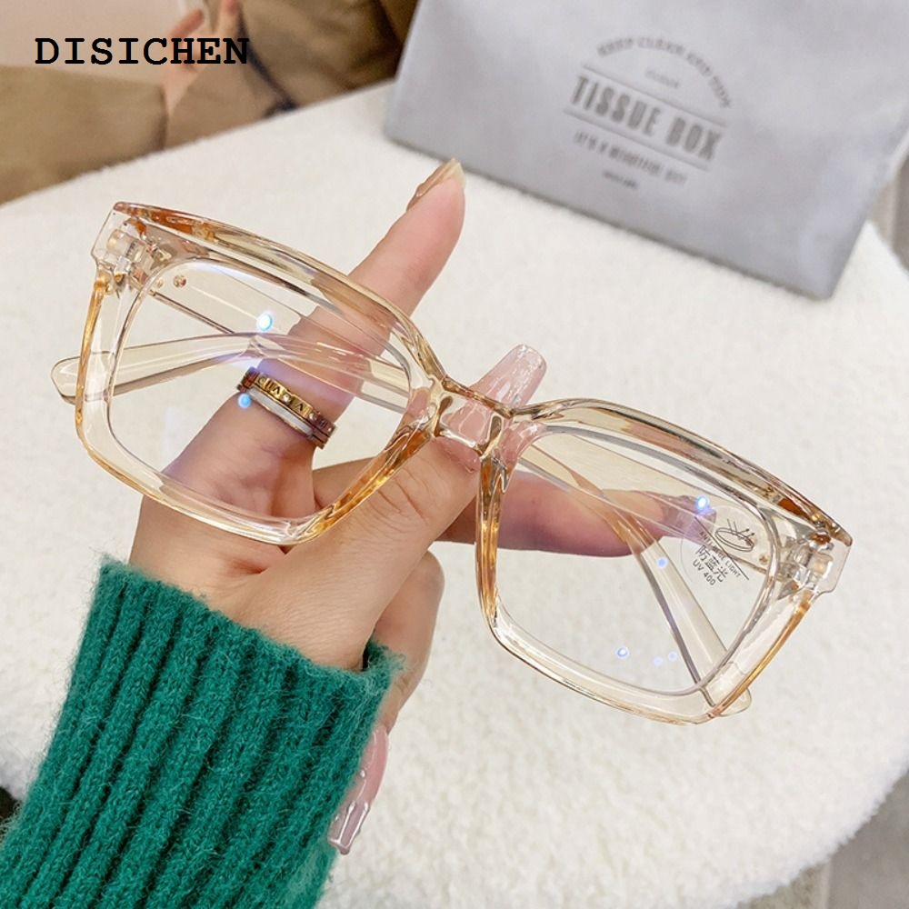 DISICHEN Sales promotion 2024 Oversized Square Glasses Anti Blue Light Glasses Large Frame Myopia Glasses Flat Light Glasses Transparent Eyeglasses