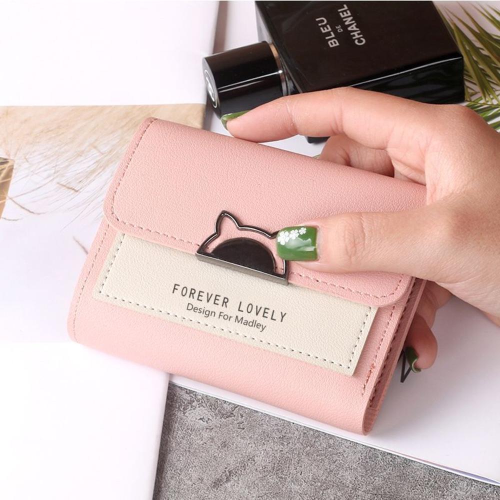 Contrasting metal buckle Women wallet Stylish Portable purse ear design Small ear wallet Small coin purse Small size wallet