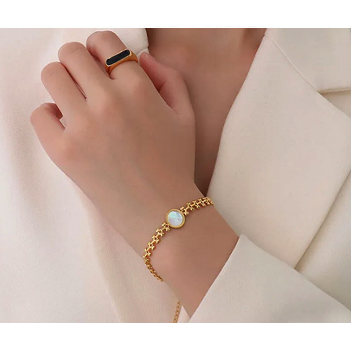 KOJA Flower Chain Sea Shell Heart Charm Bracelet For Women