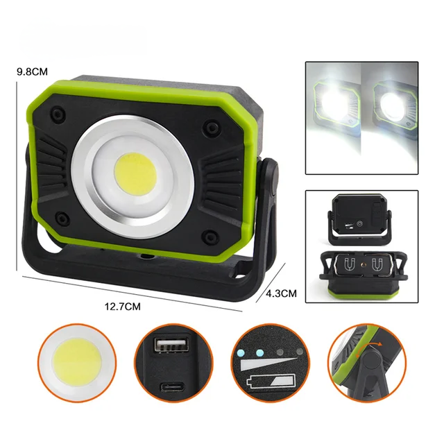 Portable COB Flood Work Light Type-C Rechargeable Working Light Tent Lamp With Power Bank - Oju Store