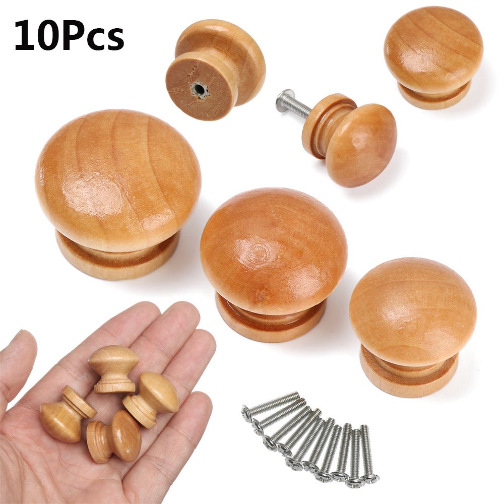 10pcs New Kitchen Wardrobe Pulls Dresser Cabinet Furniture Fitting Natural Wooden Drawer Knob Door Handle Cabinet Pulls