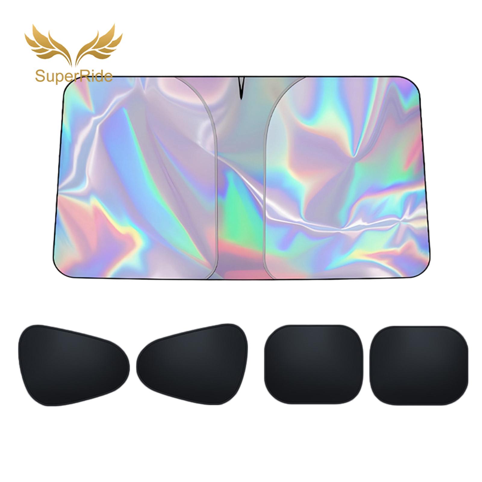 SuperRide Windshield Sunshade Car Windshield Sun Shade with Memory Steel Ring - Easy Install Reflective Coating Keeps Vehicle Cool for Asia