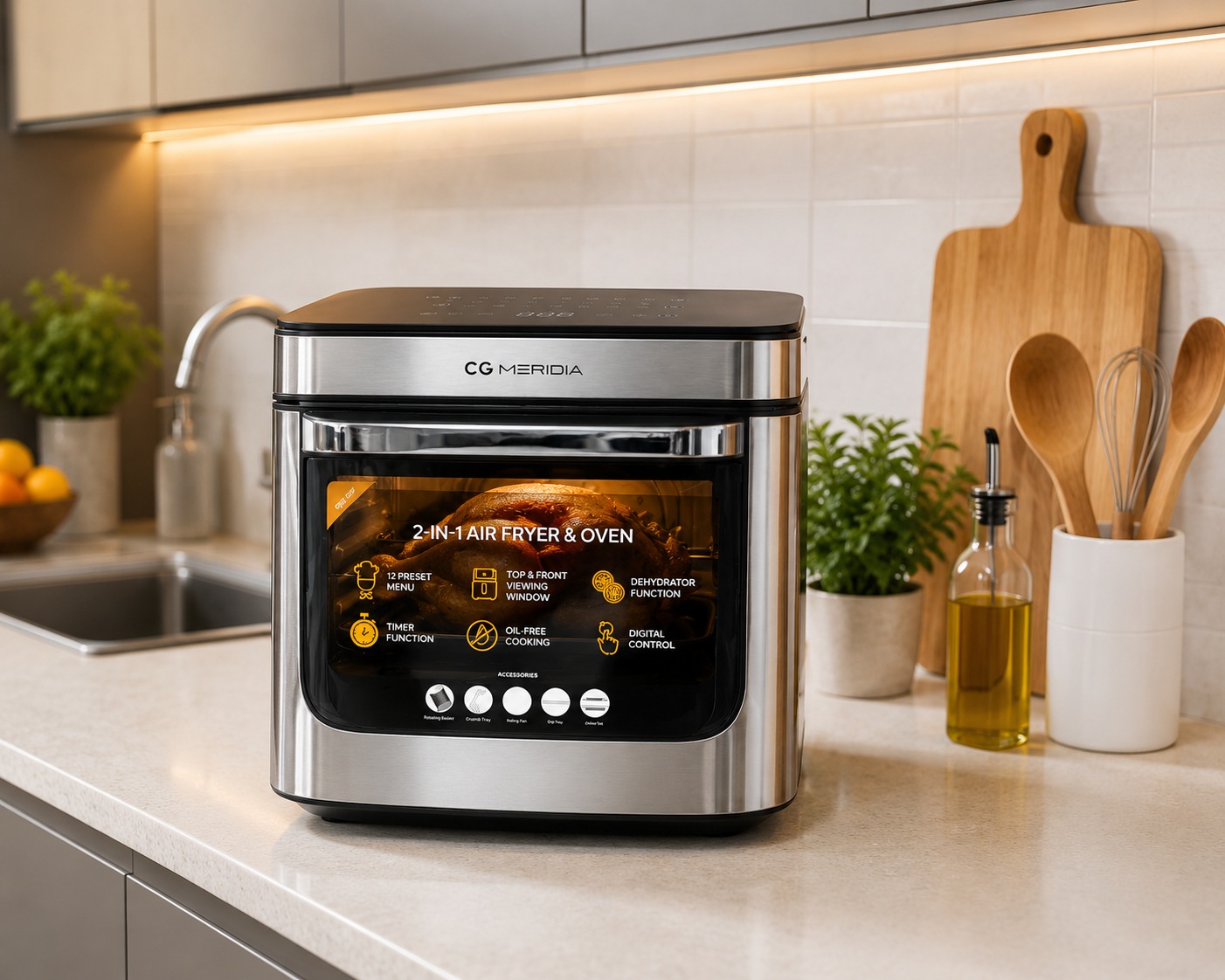 CGMERIDIA 13 Liters 2 in 1 Air fryer With Oven (CGMRAF013L)