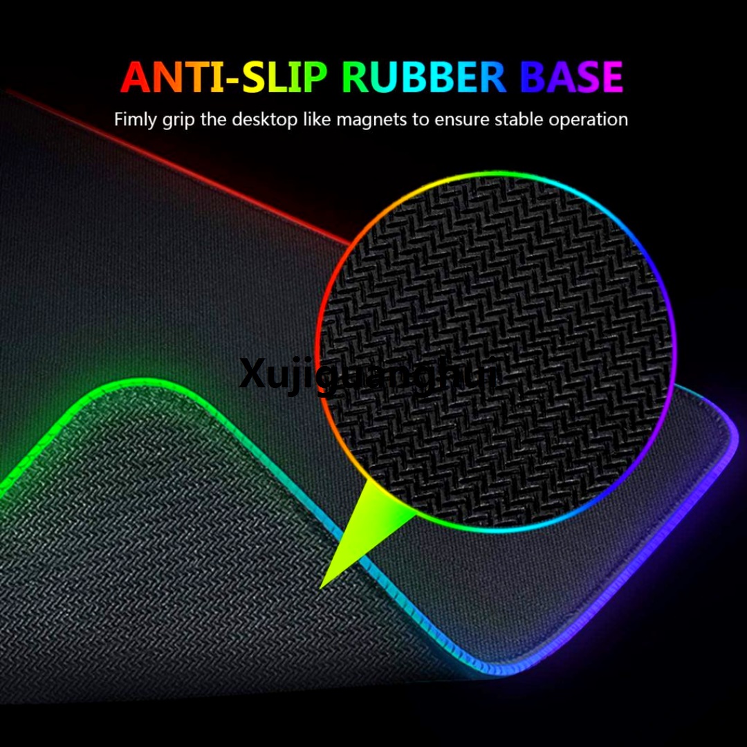 Xujiguanghui 【RGB MOUSE PAD】 Gaming Mouse Pad SMALL Large XXL Size - Extended Soft Cloth Multi Color Light Change Mousepad Mat witSales promotion h Non-Slip Rubber Base 14 Lighting Modes for Gamers, PC Computer, Laptop, Office - (800×300×4mm) - Black