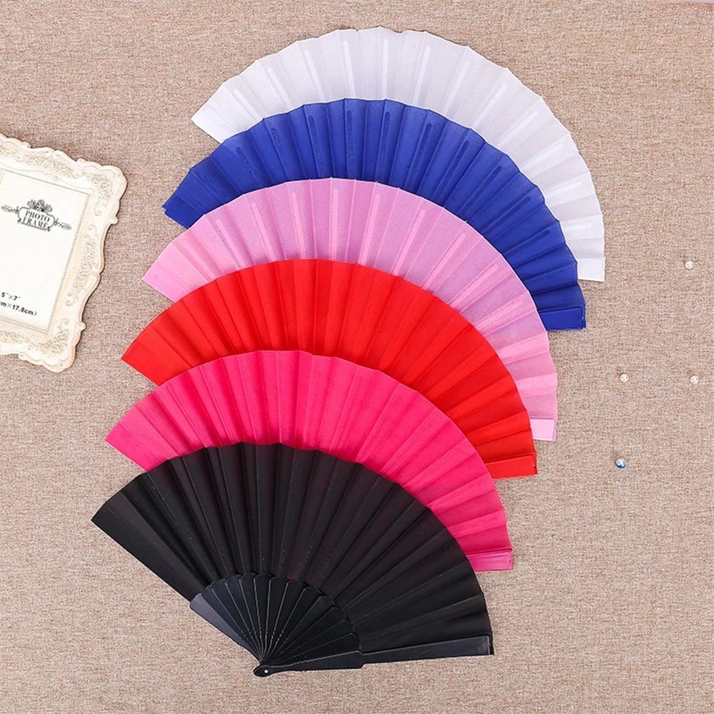 Chinese Style Portable Plain Noodles Square Dance Props Plastic Foldable Dancing Fan Craft Fan Morning Exercise Folding Fan